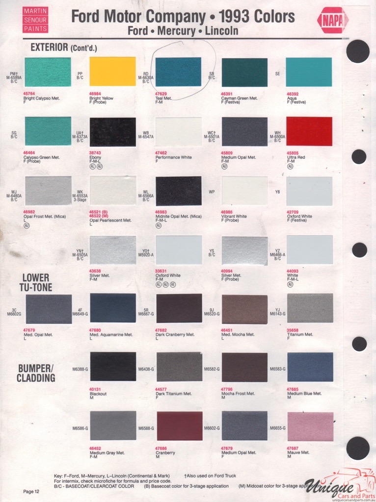 1993 Ford Paint Charts Sherwin-Williams 2